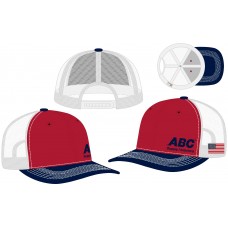 Stocked Trucker Mesh USA Flag Cap - LWFC Red/White/Blue