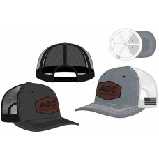 Stocked Trucker Mesh Leather Patch USA Flag Cap - LWLPFC