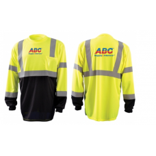 Moisture Wicking, Hi-Viz Long Sleeve Birdseye, BLACK Front Bottom, T-Shirt LWLSHVZBB