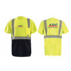 Moisture Wicking Birdseye, Hi-Viz Pocket T-Shirt (front, black bottom) LWHIVZBB - TALLS