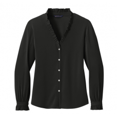 Brooks Brothers Women's Long Sleeve Ruffle Collar Blouse LWBB18011 Brooks Brothers Women's Long Sleeve Ruffle Collar Blouse LWBB18011